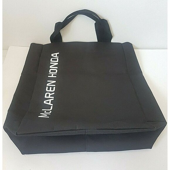 MCLAREN HONDA Racing Black Canvas Tote Bag Side Pockets Not used Large England - Picture 4 of 11